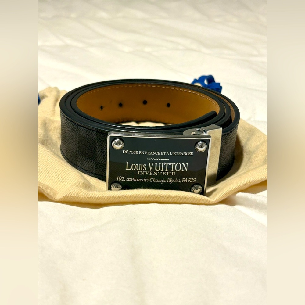 Brand New Louis Vuitton Belt inventeur Damier Graphite Black/Grey Never …